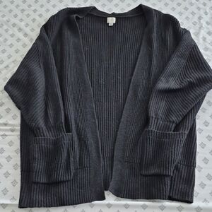 a new day Women's Charcoal Ribbed Cardigan